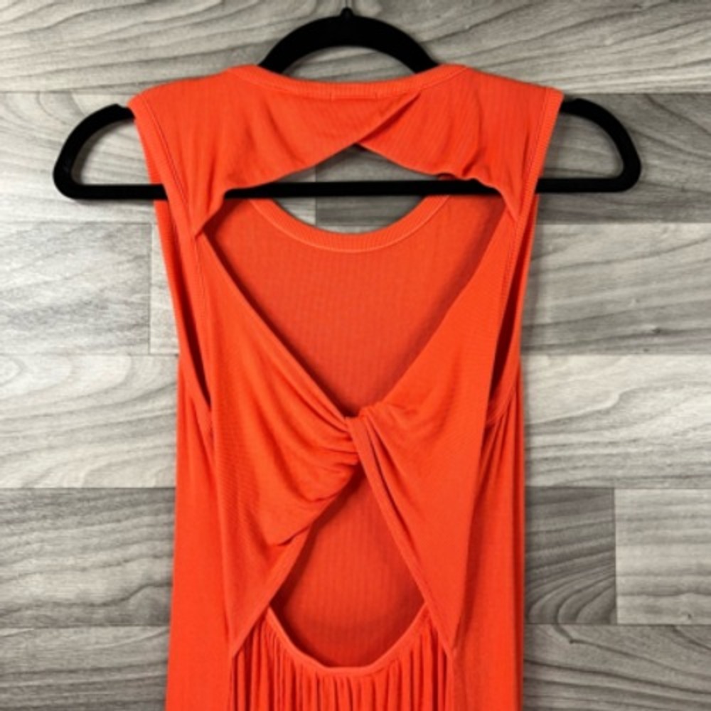 Splendid Womens Sheath Dress Orange Ribbed Knee Length Open Back Scoop Neck S - Picture 10 of 12